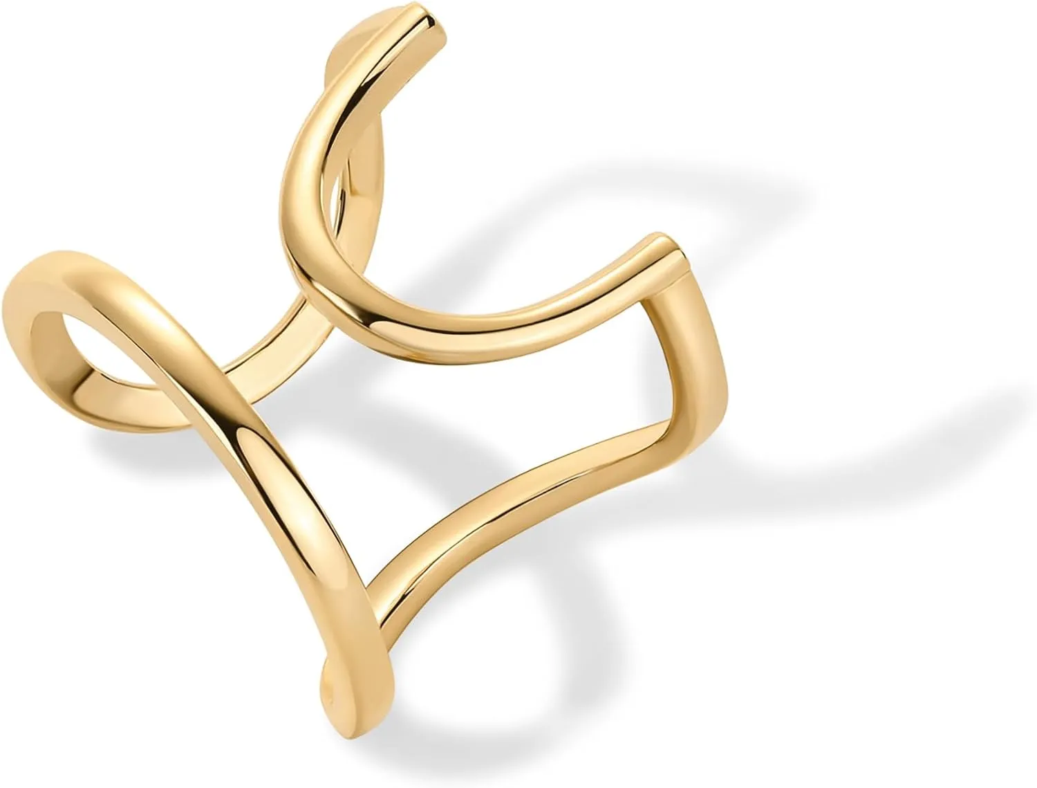 PAVOI 14K Gold Plated Manicure Nail Ring for Women | Adjustable Unique Fashion Statement Ring