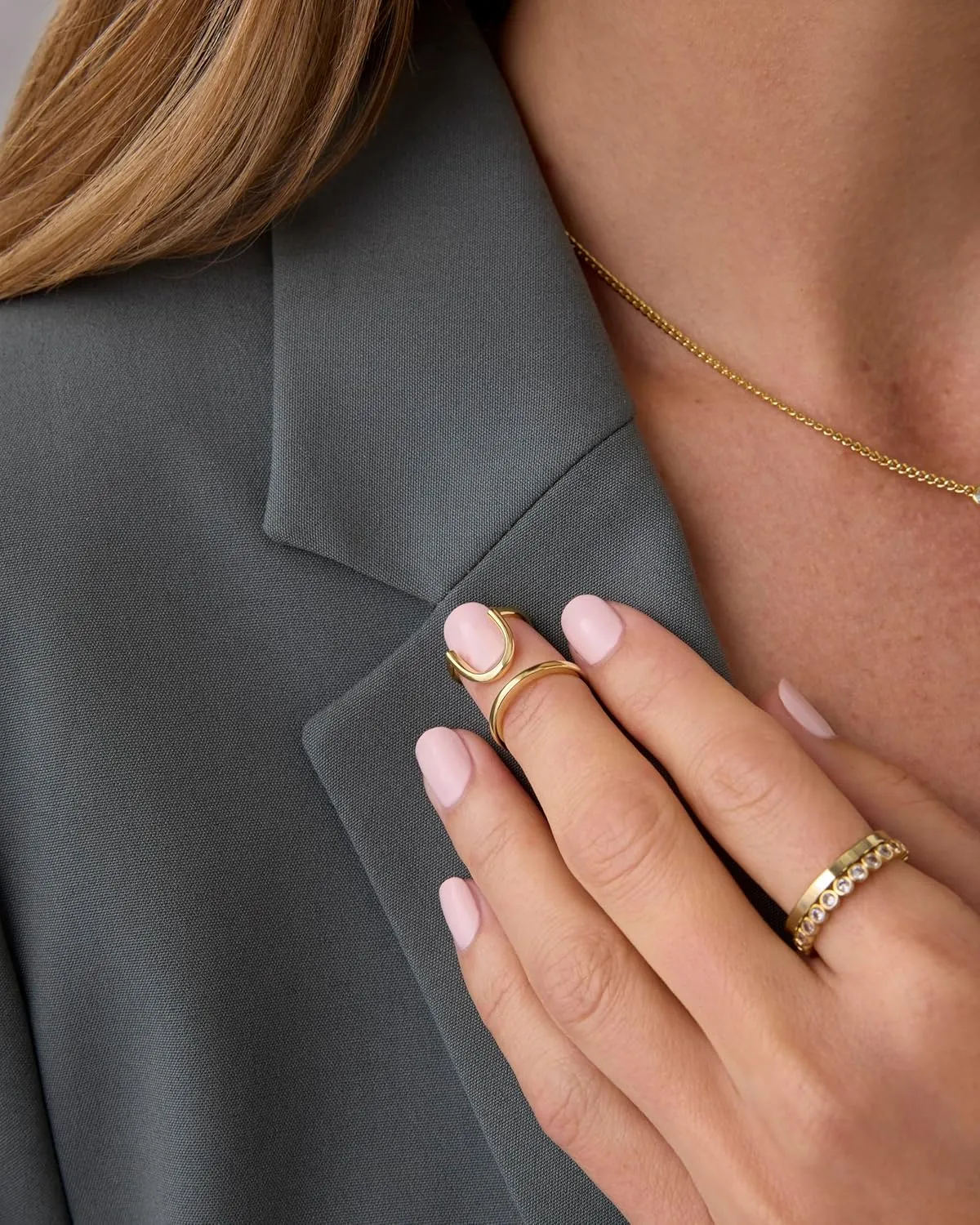 PAVOI 14K Gold Plated Manicure Nail Ring for Women | Adjustable Unique Fashion Statement Ring