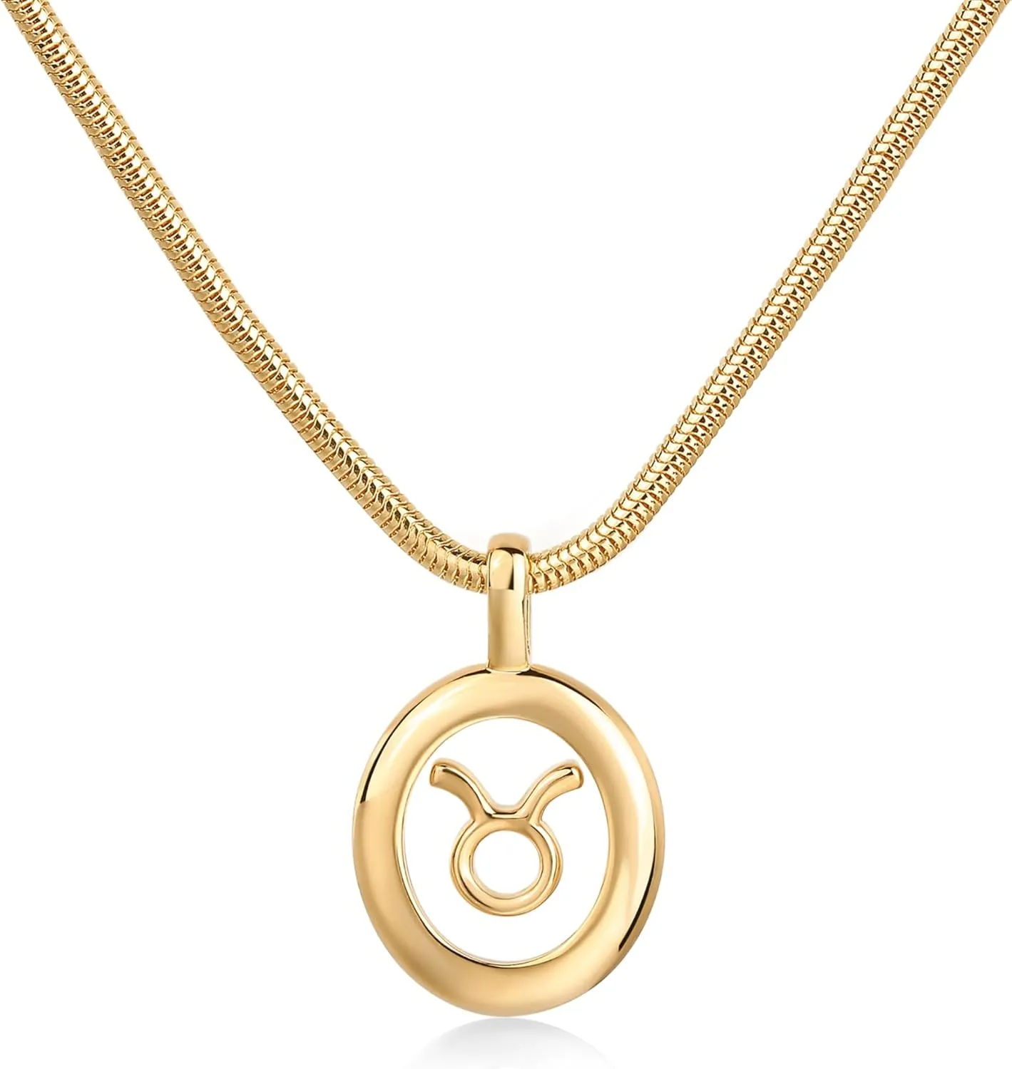 PAVOI 14K Gold Plated Unique Floating Astrology Pendant Necklace for Women - Horoscope Charm Necklace - Dainty Zodiac Gifts