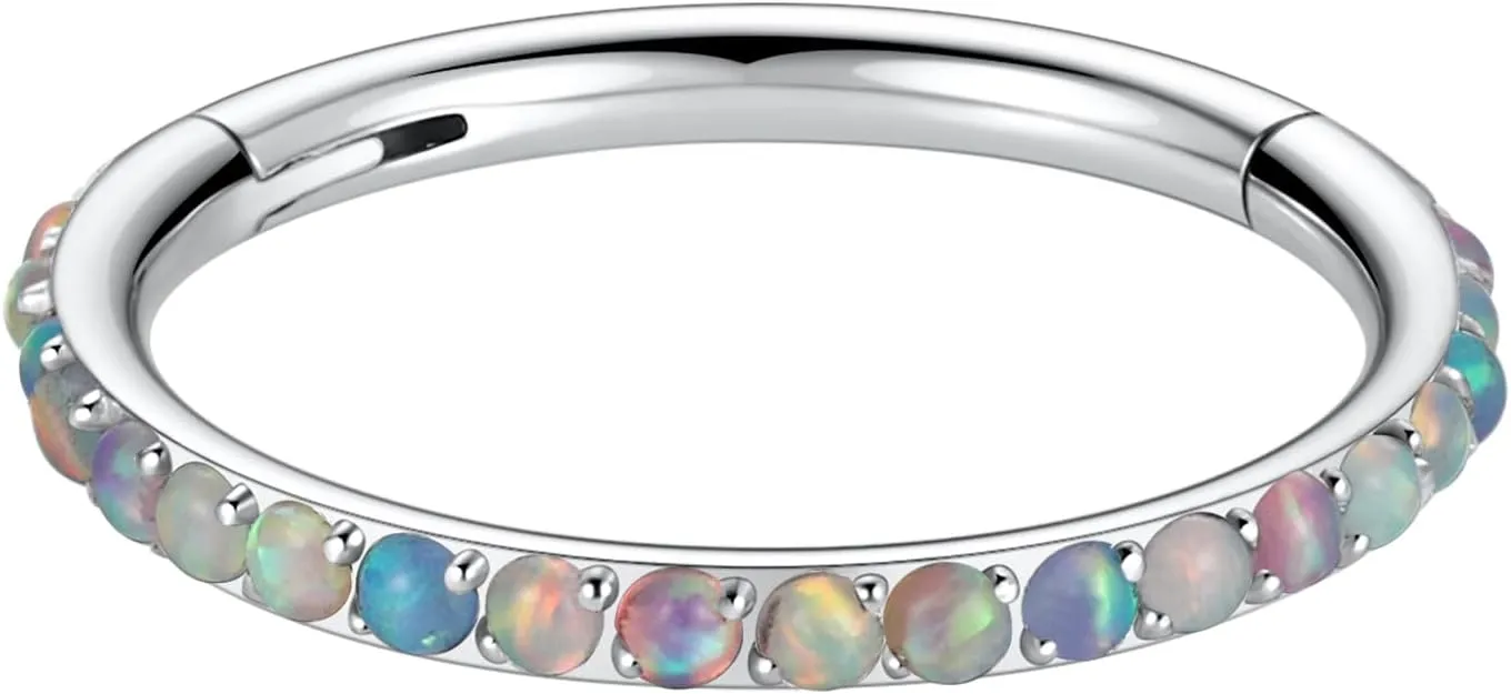 PEAKLINK 316L Surgical Steel Nose Ring Opal Nose Hoop Cartilage Earring Tragus Helix Conch Rook Daith Piercing Jewelry Lip Septum Piercing