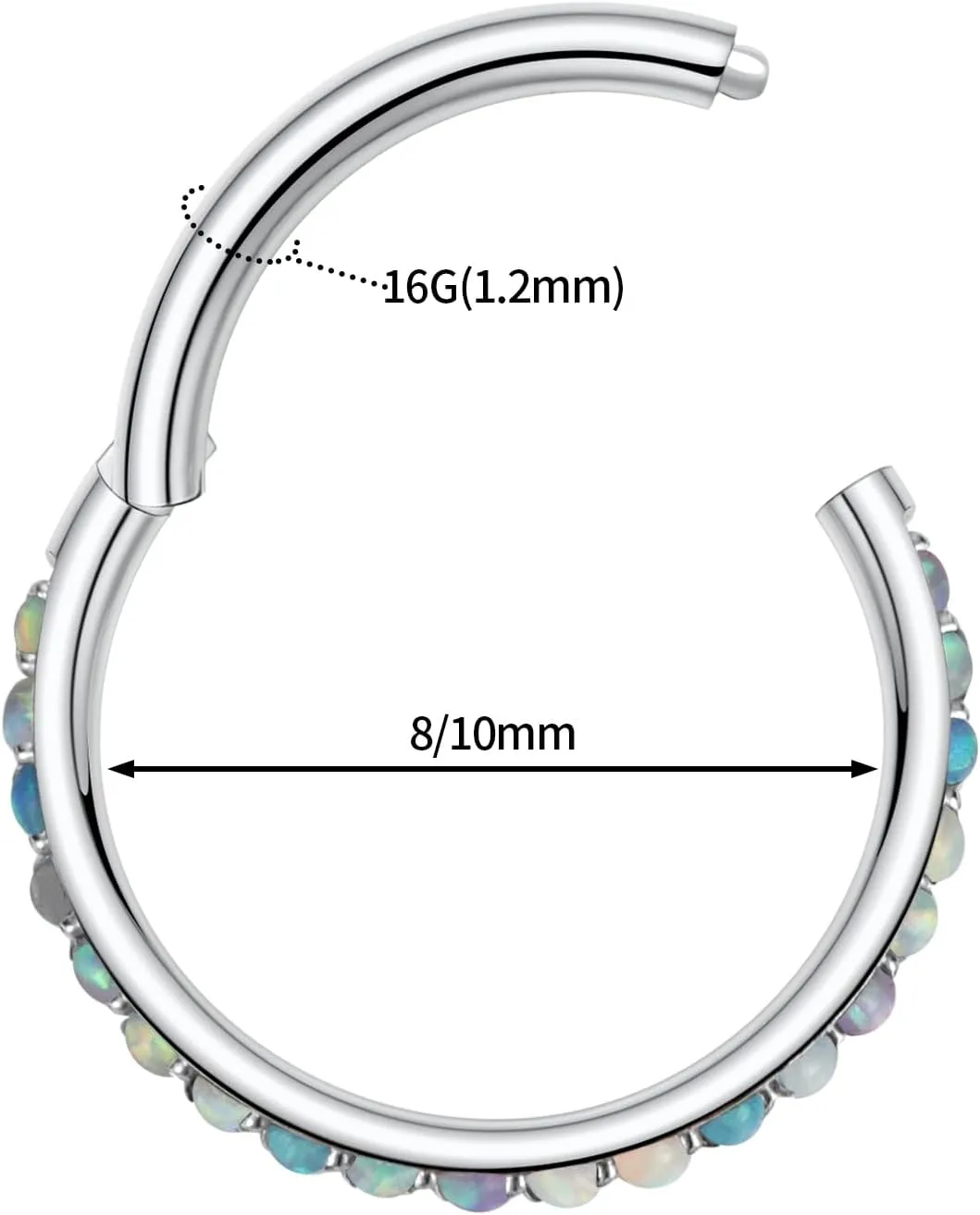 PEAKLINK 316L Surgical Steel Nose Ring Opal Nose Hoop Cartilage Earring Tragus Helix Conch Rook Daith Piercing Jewelry Lip Septum Piercing