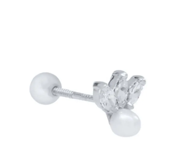Pearl CZ Stud Silver