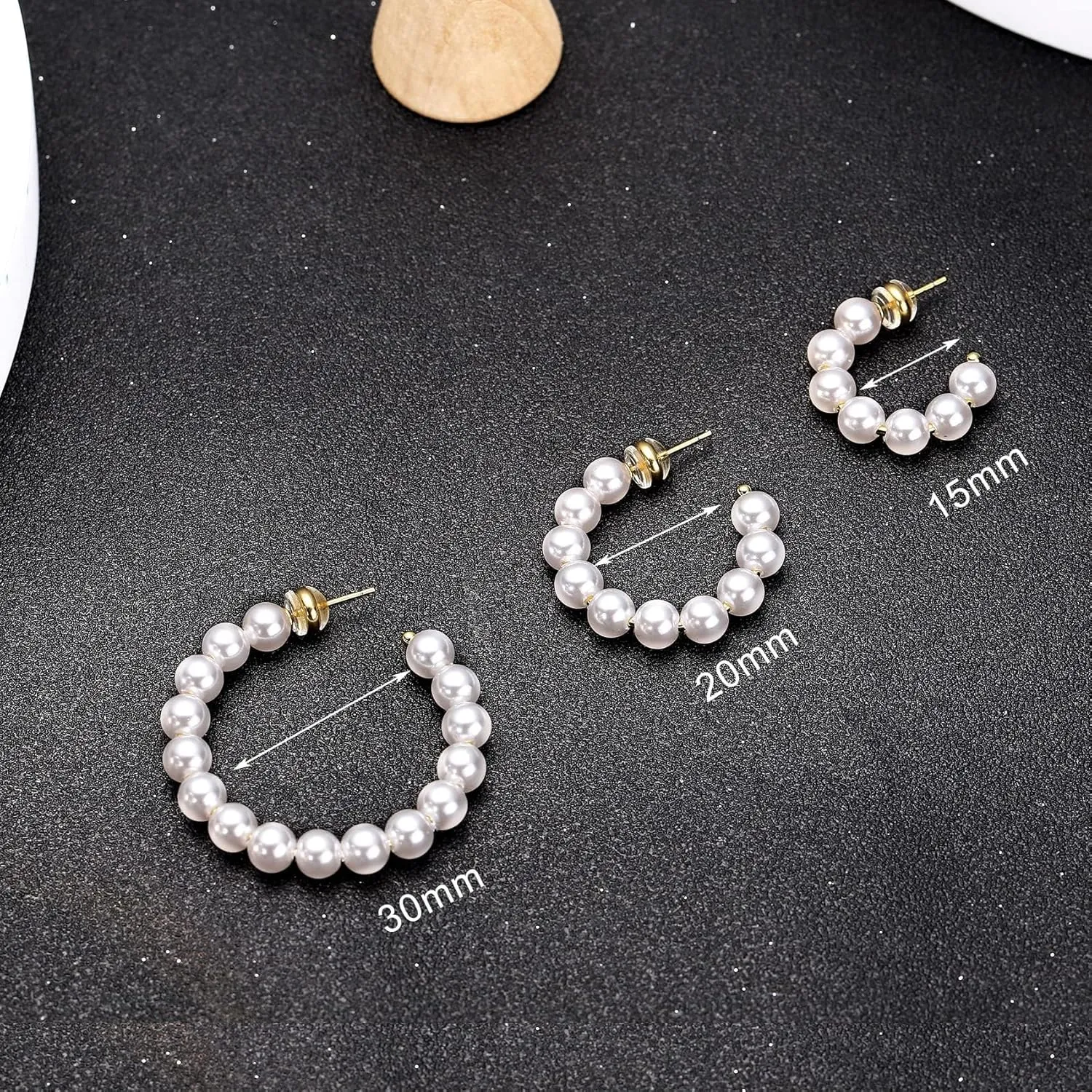 Pearl Hoop Earrings for Women Small Pearl Hoop Earrings Gold Plated Lightweight Open Large Circle Round Pearl Earrings Jewelry Birthday Gift for Women