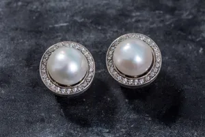Pearl Statement Earrings - White Pearl Studs - Pearl Classy Earrings