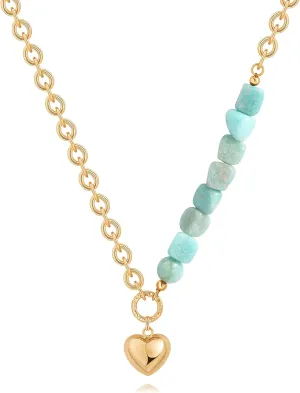 PERNNLA PEARL Dainty 18K Gold Chain Teardrop Pendant Necklace for Women Trendy Cute Toggle Necklace Minimalist Jewelry