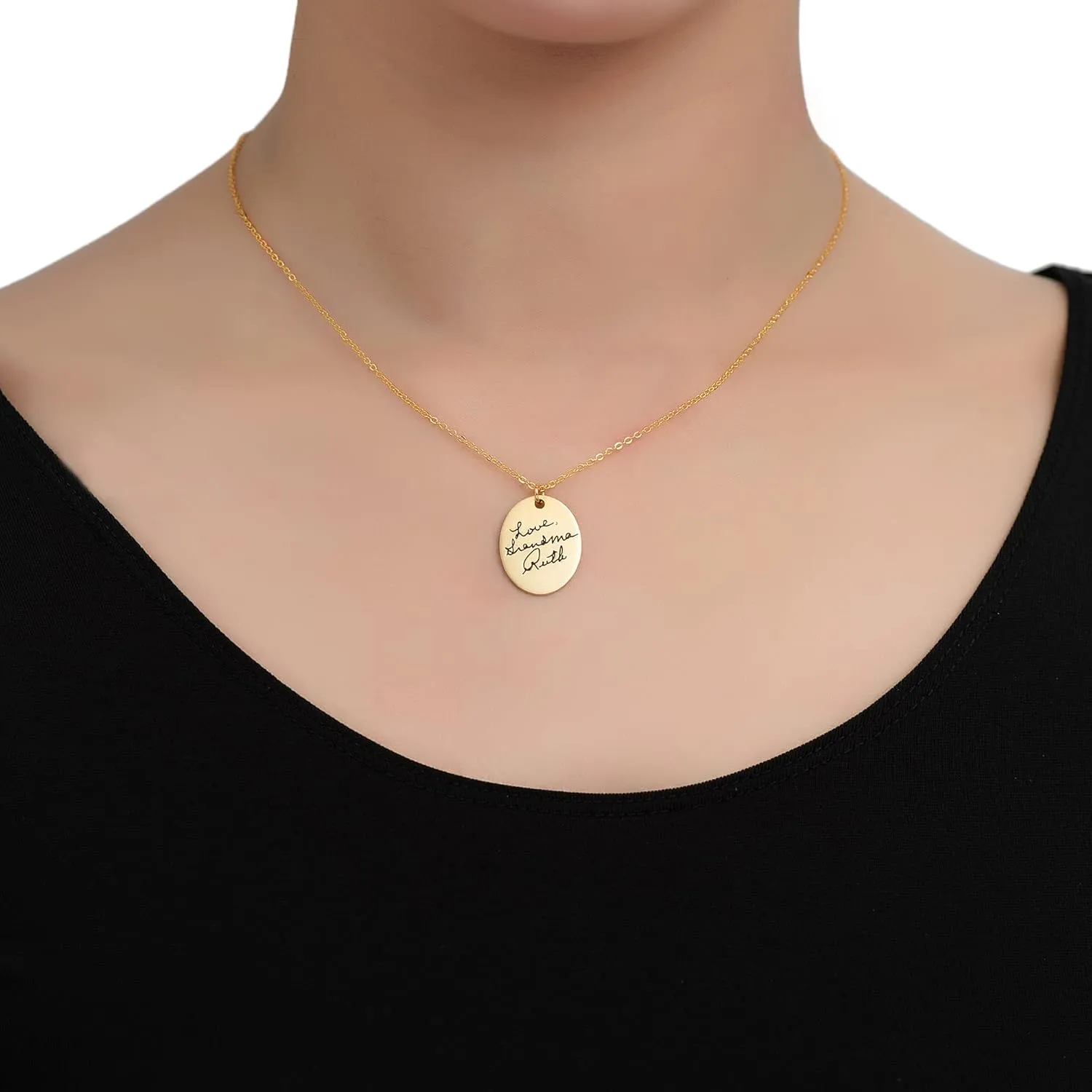 Personalized Fingerprint Necklace with Handwritten Signature Engraving & Photo Projection Pendant - Unique Custom Jewelry Gift for Loved Ones