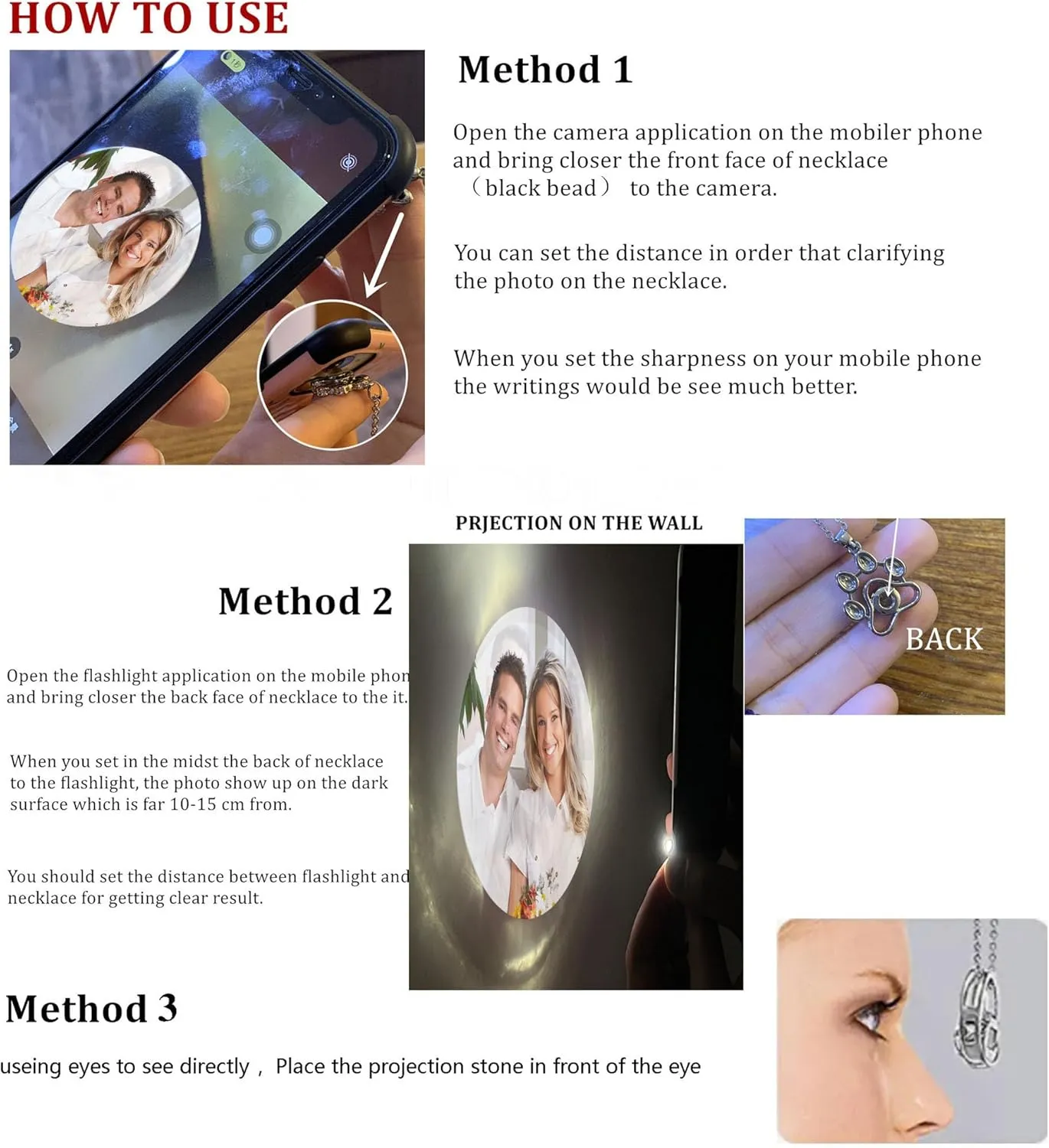 Personalized Fingerprint Necklace with Handwritten Signature Engraving & Photo Projection Pendant - Unique Custom Jewelry Gift for Loved Ones