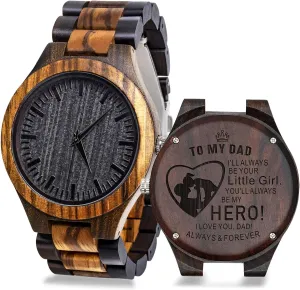 Personalized Gifts Men Wooden Watches Engraved Natural Wood Watch for Dad Christmas Birthday Father Day Unique Idea Gifts