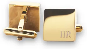Personalized Gold-tone Custom Monogram Initial Square Cufflinks Cuff Links Stainless Steel Engraved