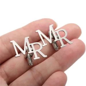 Personalized Initial Name Cufflinks for Men, Custom Stainless Steel Monogrammed Cuff links Wedding Groomsman Gift for Men Wedding Party Business Shirt Tuxedo Gift for Dad Husband Boyfriend
