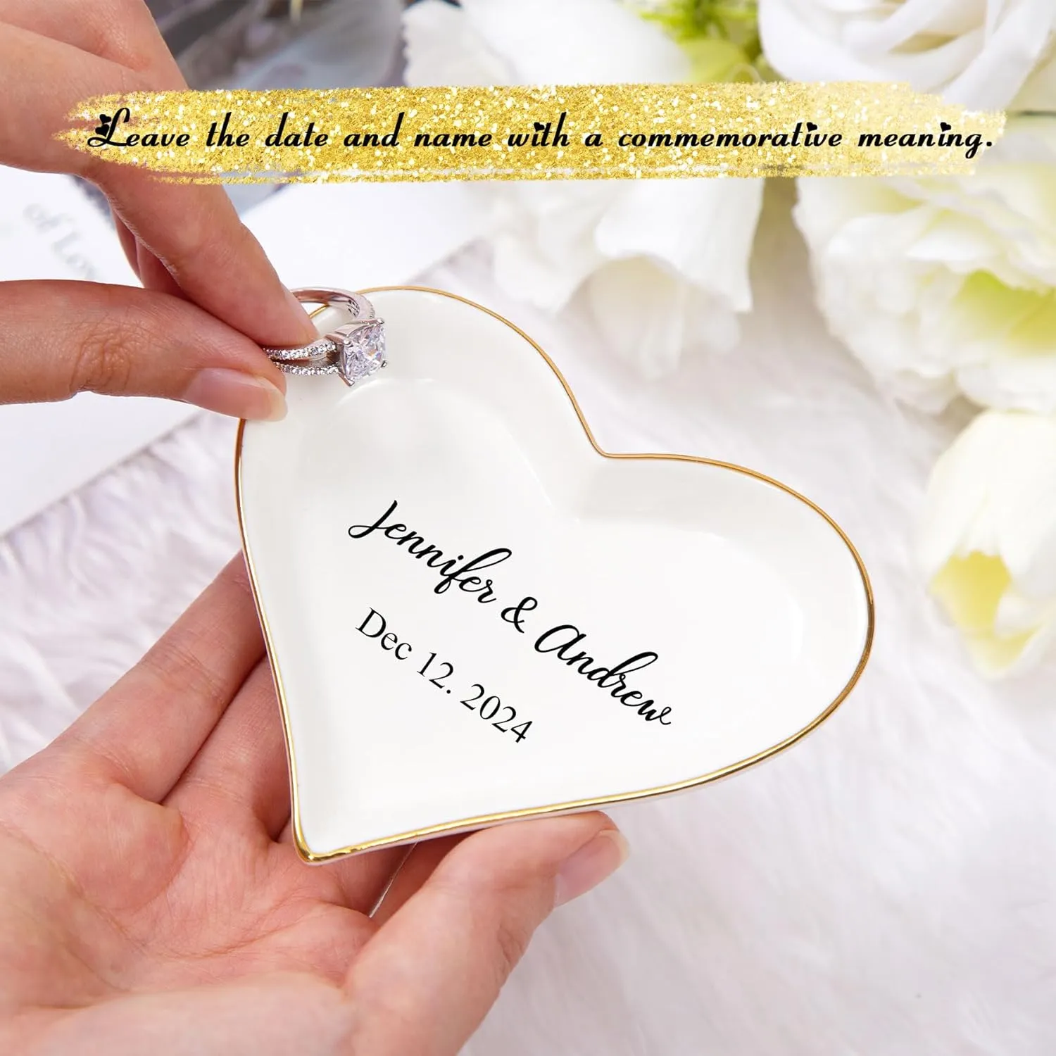 Personalized Jewelry Dish Ring Gift Heart Ceramic Jewelry Plate Ring Dish Ceramic Jewelry Tray Engagement Ring Tray Wedding Ring Holder Trinket Dish