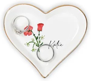 Personalized Jewelry Dish Ring Gift Heart Ceramic Jewelry Plate Ring Dish Ceramic Jewelry Tray Engagement Ring Tray Wedding Ring Holder Trinket Dish