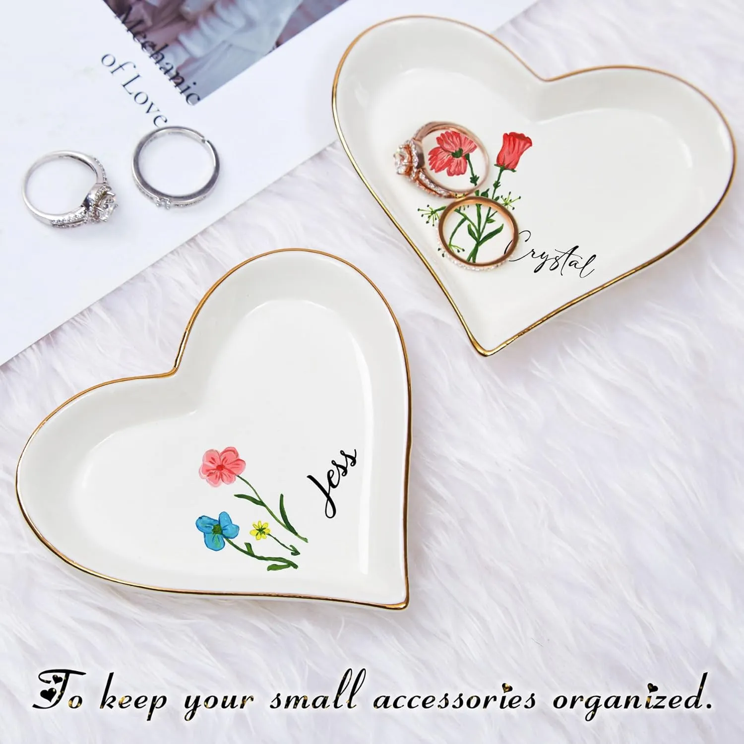 Personalized Jewelry Dish Ring Gift Heart Ceramic Jewelry Plate Ring Dish Ceramic Jewelry Tray Engagement Ring Tray Wedding Ring Holder Trinket Dish