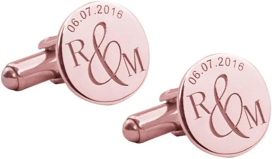 Personalized Mens Wedding Cufflinks Custom Date Initials Monogram Cufflinks for Men