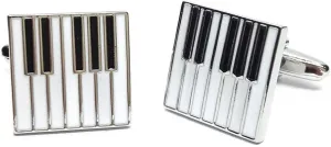 Piano Keys Cufflinks Gift Music Fan Cuff Links (White Silver)