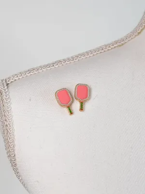 Pickleball Paddle Enamel Stud Earrings