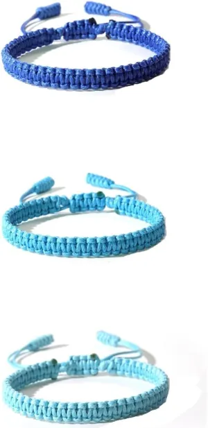Pingyongchang 3Pcs Cute Handmade Blue String Bracelet for Women Men Lucky Blue Knots Bracelets Adjustable Woven Blue Bracelet Blue Rope Braided Bracelet Blue Friendship Bracelet