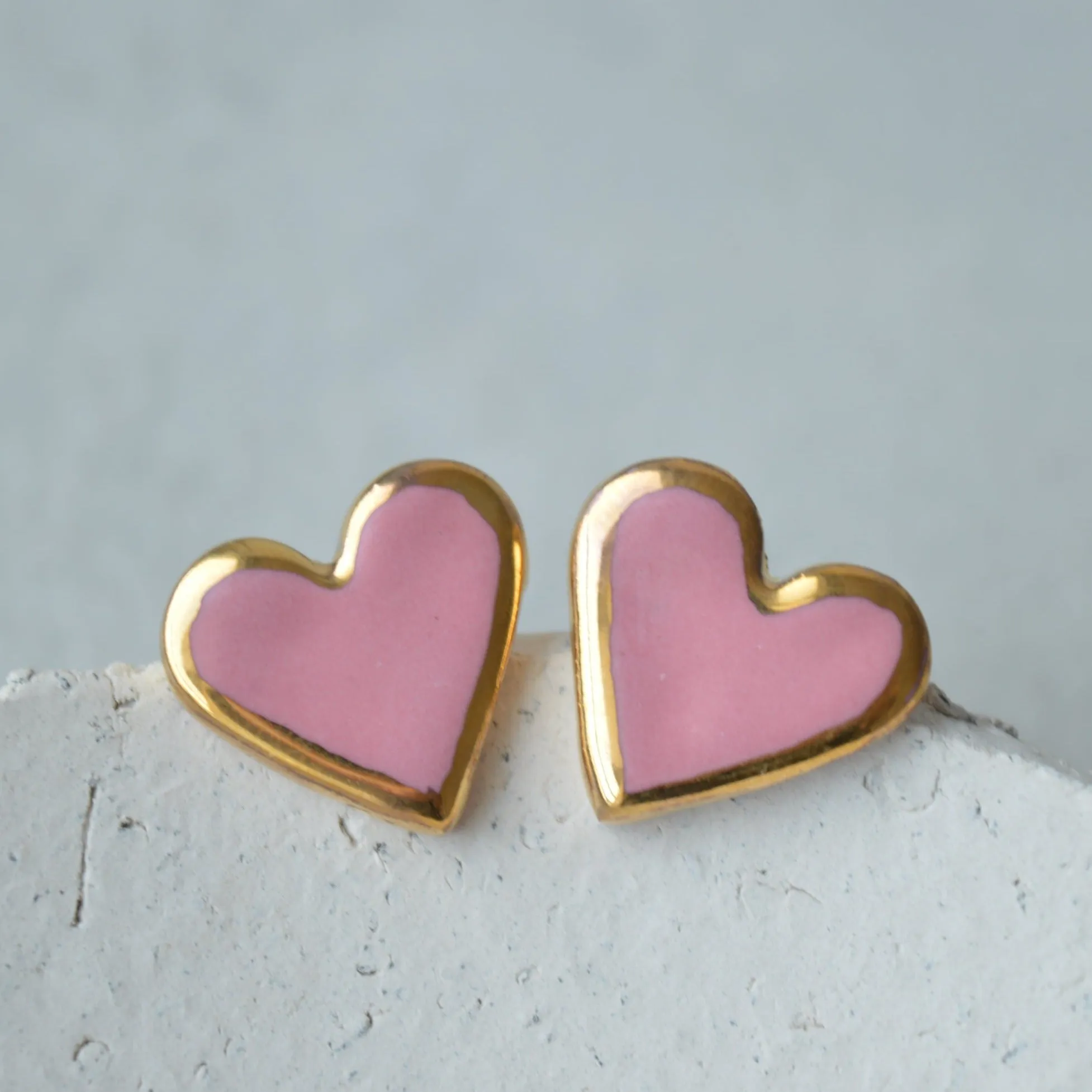 Pink heart studs