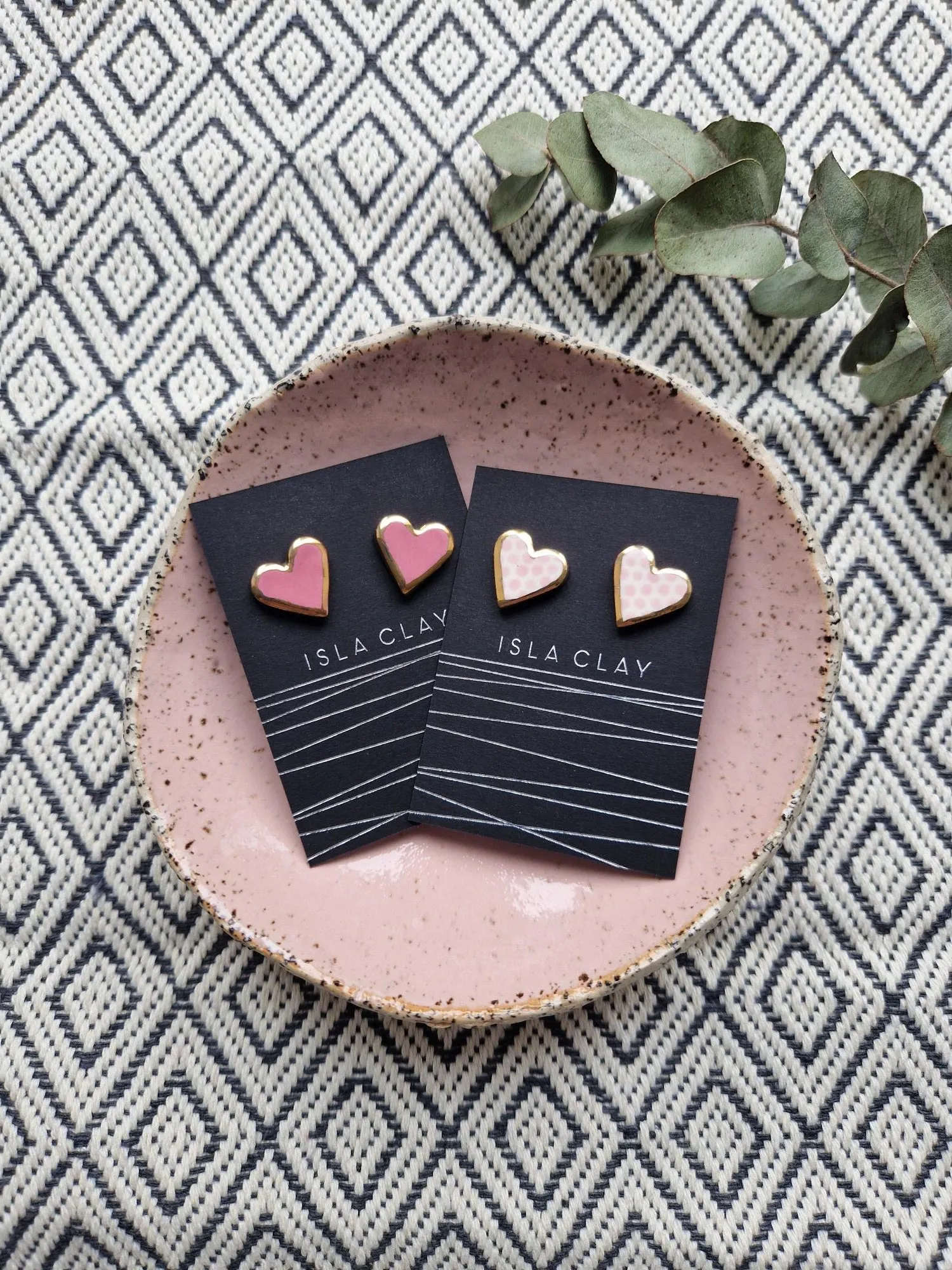 Pink heart studs