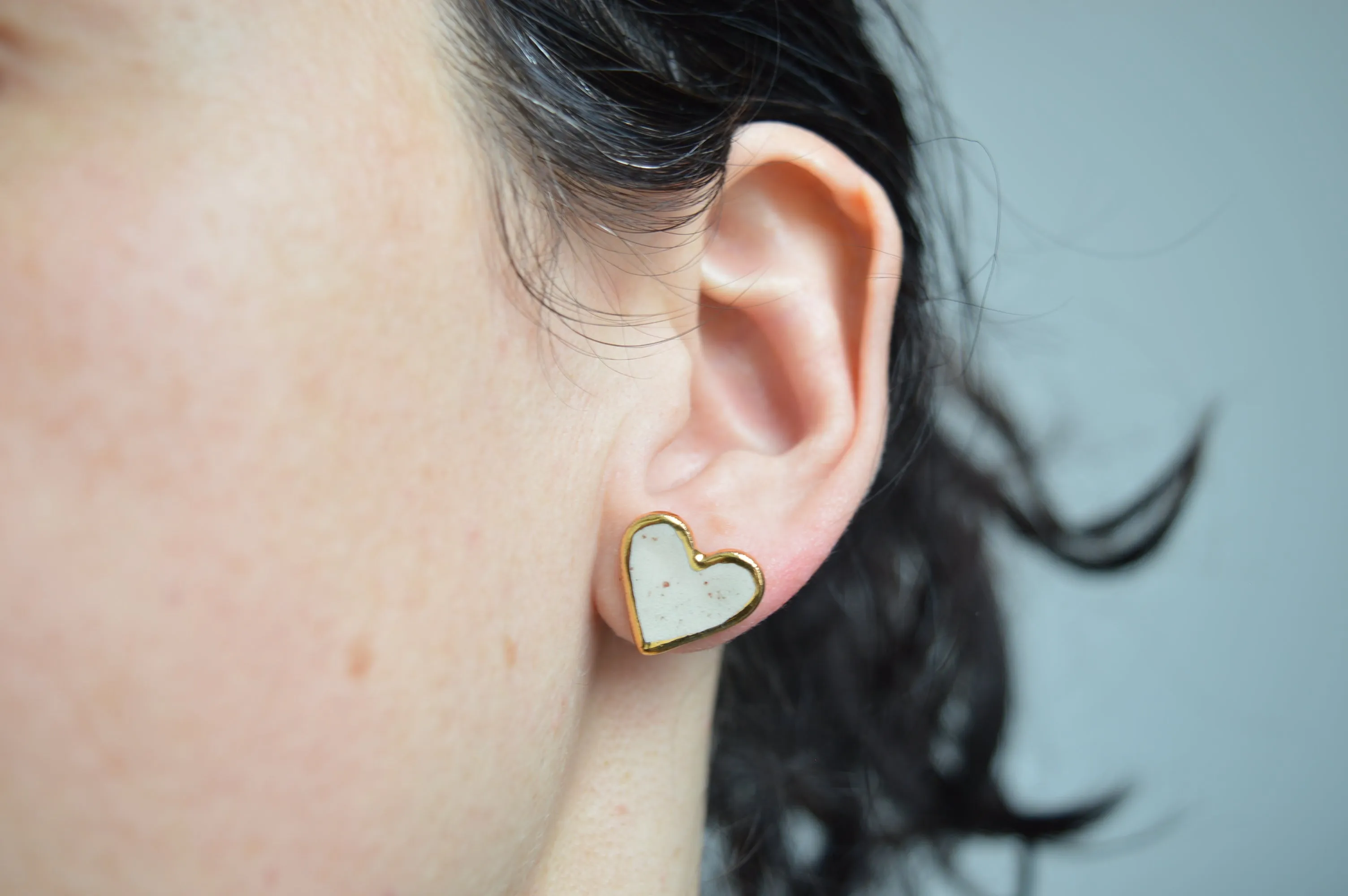 Pink heart studs