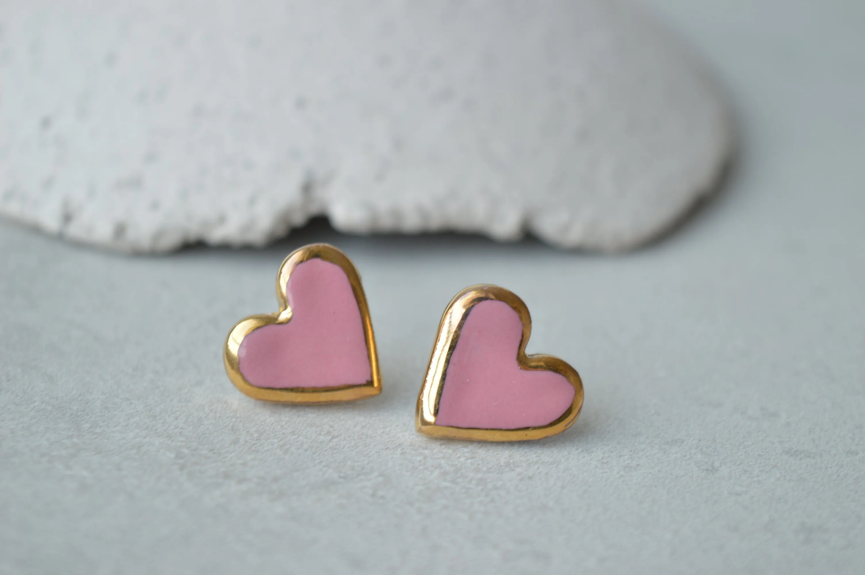 Pink heart studs