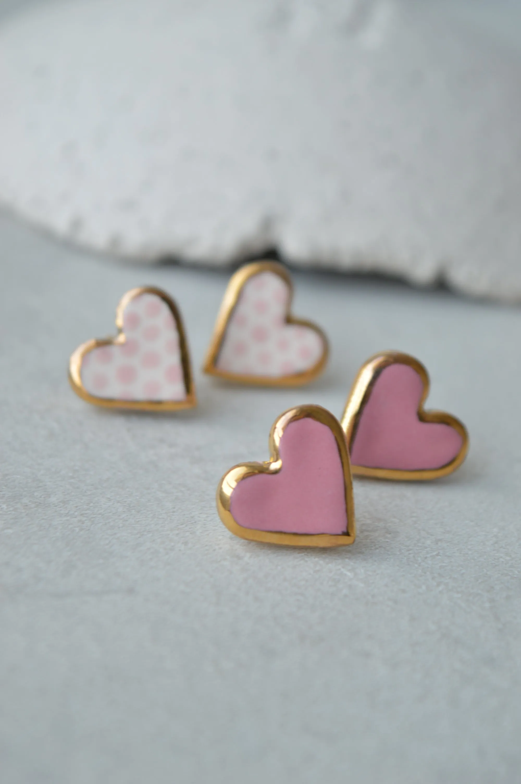 Pink heart studs