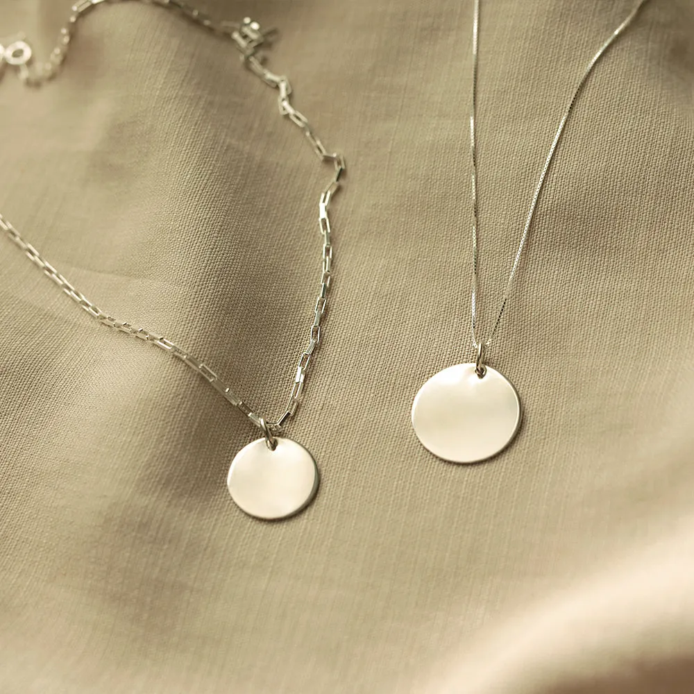 Plain Coin Small Silver Pendant
