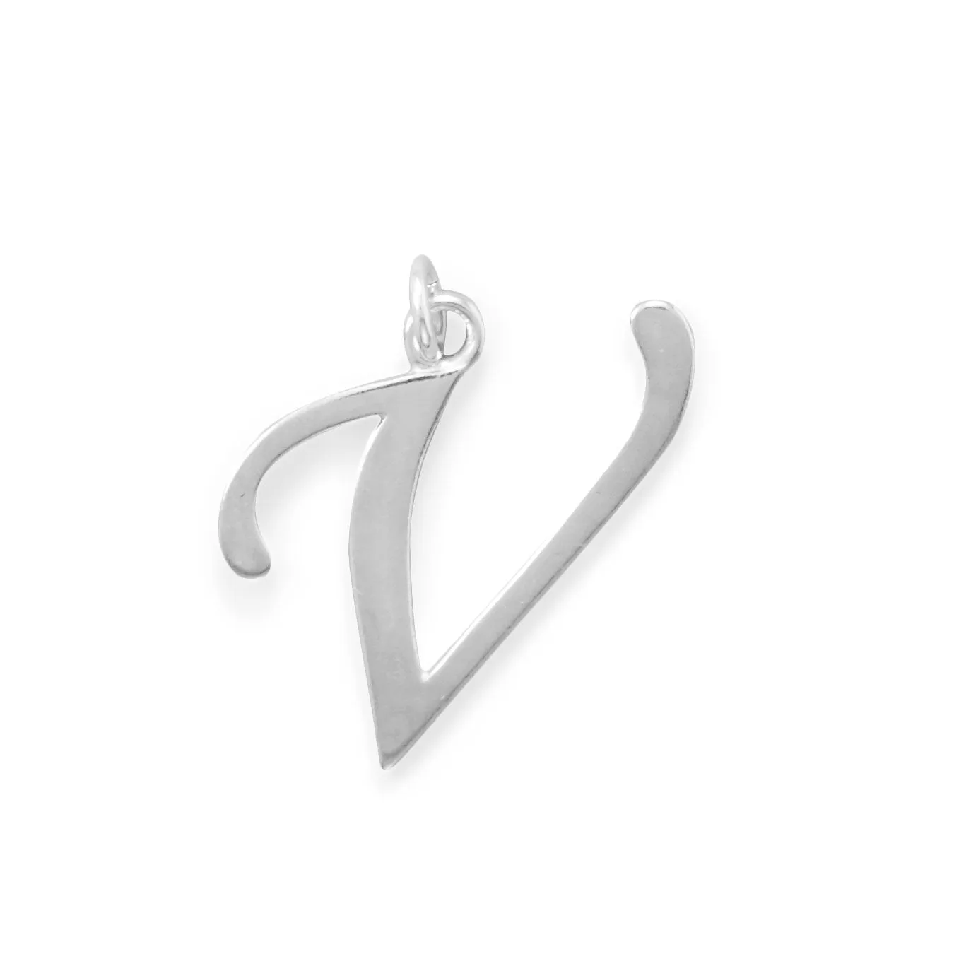 Polished Letter V Initial Pendant