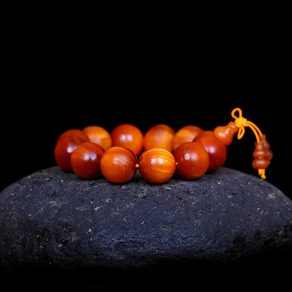 Prayer Beads,Beads Necklace,Bracelet, 15/18/20 mm Wood Bracelet Tibetan Buddhist Handmade Beads Prayer Mala Elastic With gourd Pendant Macrame Unique texture(Color:A,Size:18mm) (Color : B (