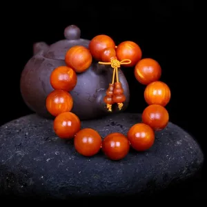Prayer Beads,Beads Necklace,Bracelet, 15/18/20 mm Wood Bracelet Tibetan Buddhist Handmade Beads Prayer Mala Elastic With gourd Pendant Macrame Unique texture(Color:A,Size:18mm) (Color : B (