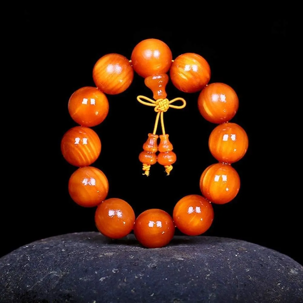 Prayer Beads,Beads Necklace,Bracelet, 15/18/20 mm Wood Bracelet Tibetan Buddhist Handmade Beads Prayer Mala Elastic With gourd Pendant Macrame Unique texture(Color:A,Size:18mm) (Color : B (