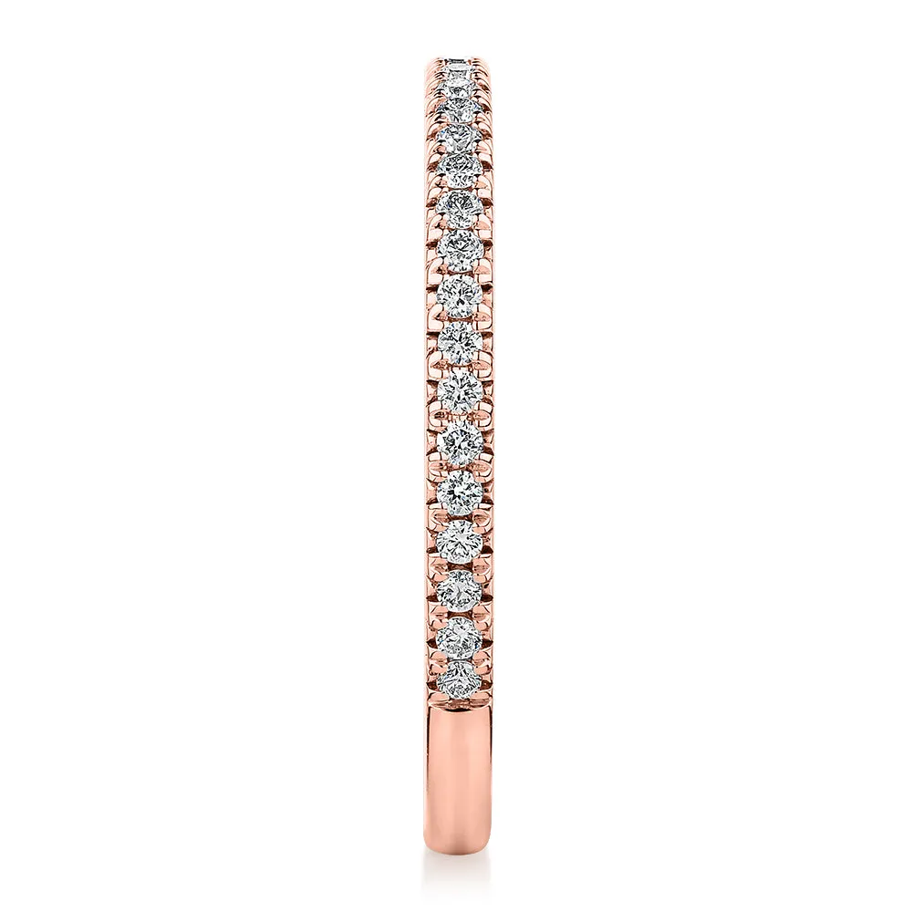 Premium Laboratory Created Diamond, 0.23 carat TW round brilliant wedding or eternity band in 14 carat rose gold