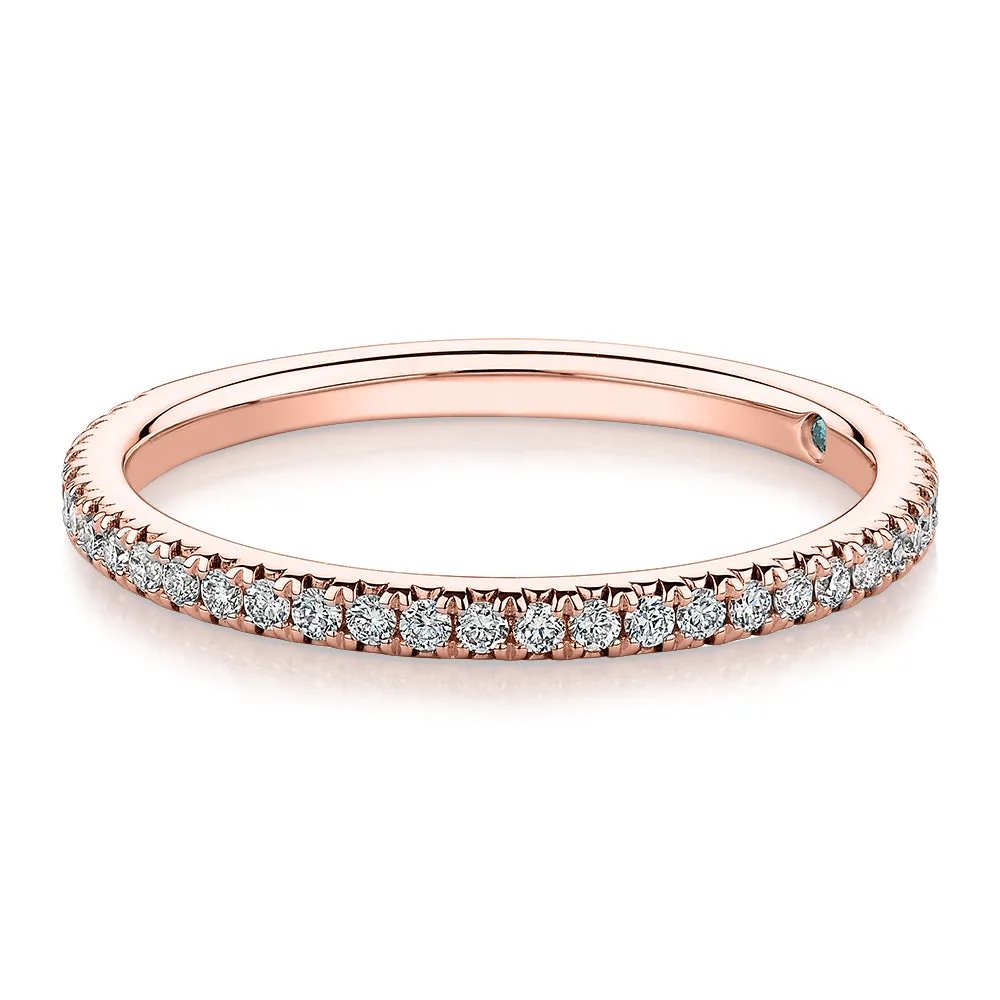 Premium Laboratory Created Diamond, 0.23 carat TW round brilliant wedding or eternity band in 14 carat rose gold
