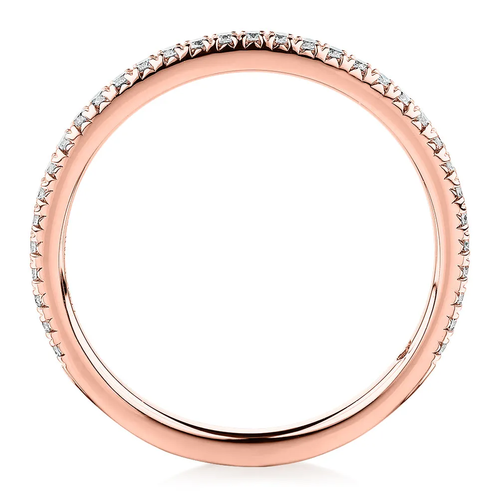 Premium Laboratory Created Diamond, 0.23 carat TW round brilliant wedding or eternity band in 14 carat rose gold