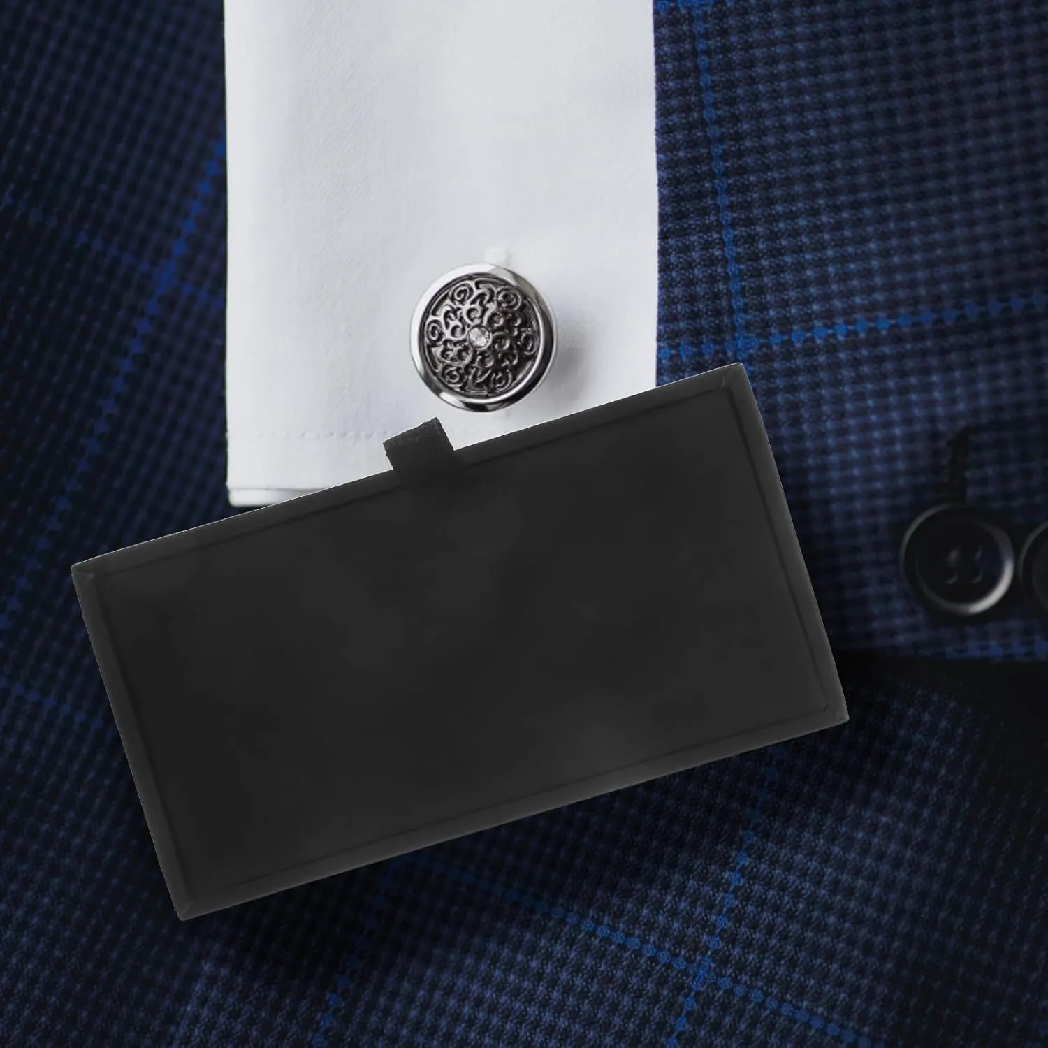 PRETYZOOM 4pcs Cufflink Box, Empty Leather Cufflinks Storage Boxes, Small Portable Flip Case for Cufflink, Rings, Earrings, Jewelry Organizer Storage Box for Men