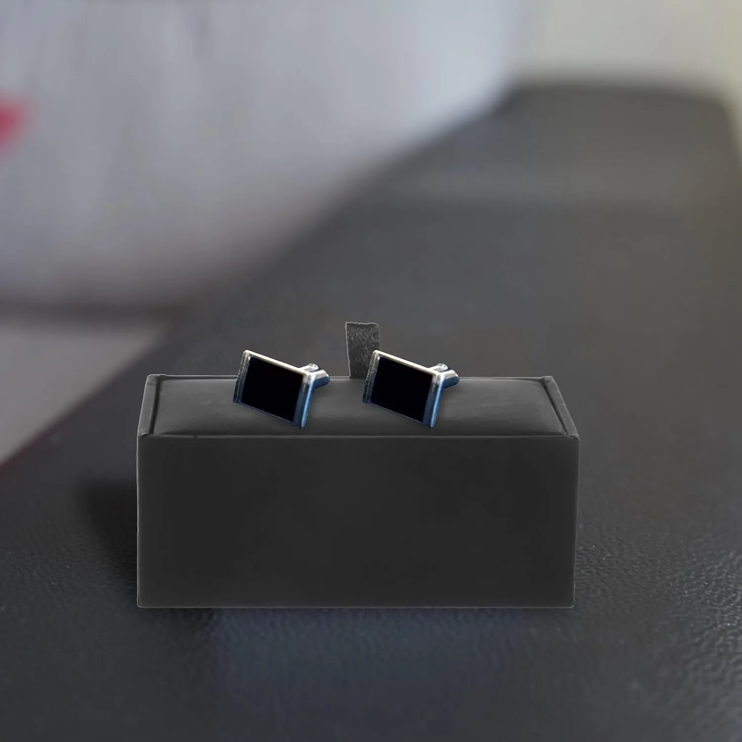 PRETYZOOM 4pcs Cufflink Box, Empty Leather Cufflinks Storage Boxes, Small Portable Flip Case for Cufflink, Rings, Earrings, Jewelry Organizer Storage Box for Men