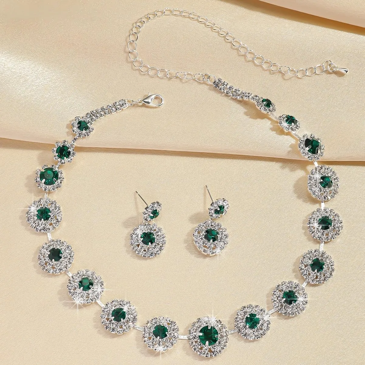 Prom Jewelry Sets Silver Bride Jewelry Set for Wedding Bridesmaid Accessories Necklace Earrings Bracelet Set Elegant Crystal Wedding Prom Jewelry for Women