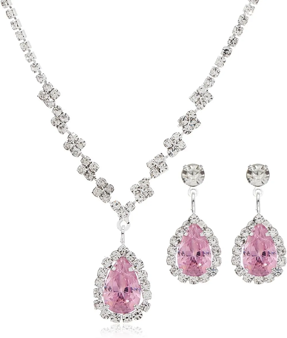 Prom Jewelry Sets Silver Bride Jewelry Set for Wedding Bridesmaid Accessories Necklace Earrings Bracelet Set Elegant Crystal Wedding Prom Jewelry for Women