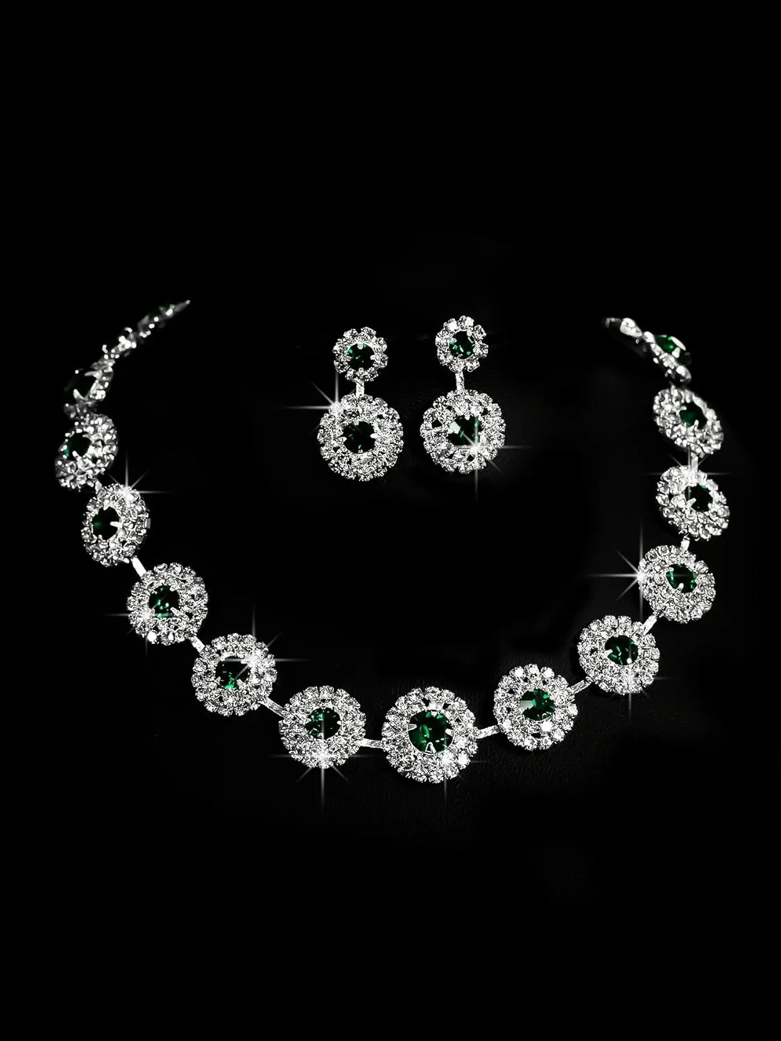 Prom Jewelry Sets Silver Bride Jewelry Set for Wedding Bridesmaid Accessories Necklace Earrings Bracelet Set Elegant Crystal Wedding Prom Jewelry for Women