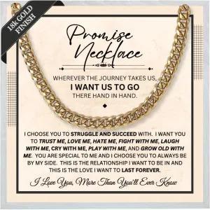 Promise Necklace For Him - Cuban Chain Necklace, 6mm Thick, To My Man Boyfriend, Husband, Fiance, BF Gift Ideas, Message Card   Gift Box Included