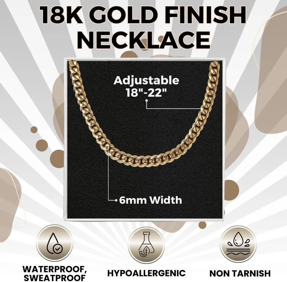 Promise Necklace For Him - Cuban Chain Necklace, 6mm Thick, To My Man Boyfriend, Husband, Fiance, BF Gift Ideas, Message Card   Gift Box Included