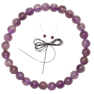 Purple Amethyst Bracelet for Men Women Healing Anxiety Relief Beaded Bracelet Handmade Natural Crystal Stretch Jewelry with DIY Kit - BANANE LAB - Essence Collection - Size 6MM