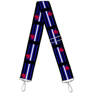 Purse Strap - Flag Leather Black Blue Red White