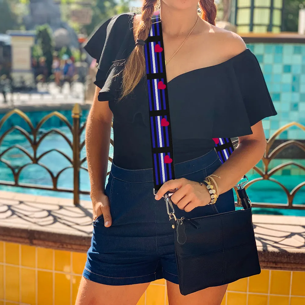 Purse Strap - Flag Leather Black Blue Red White