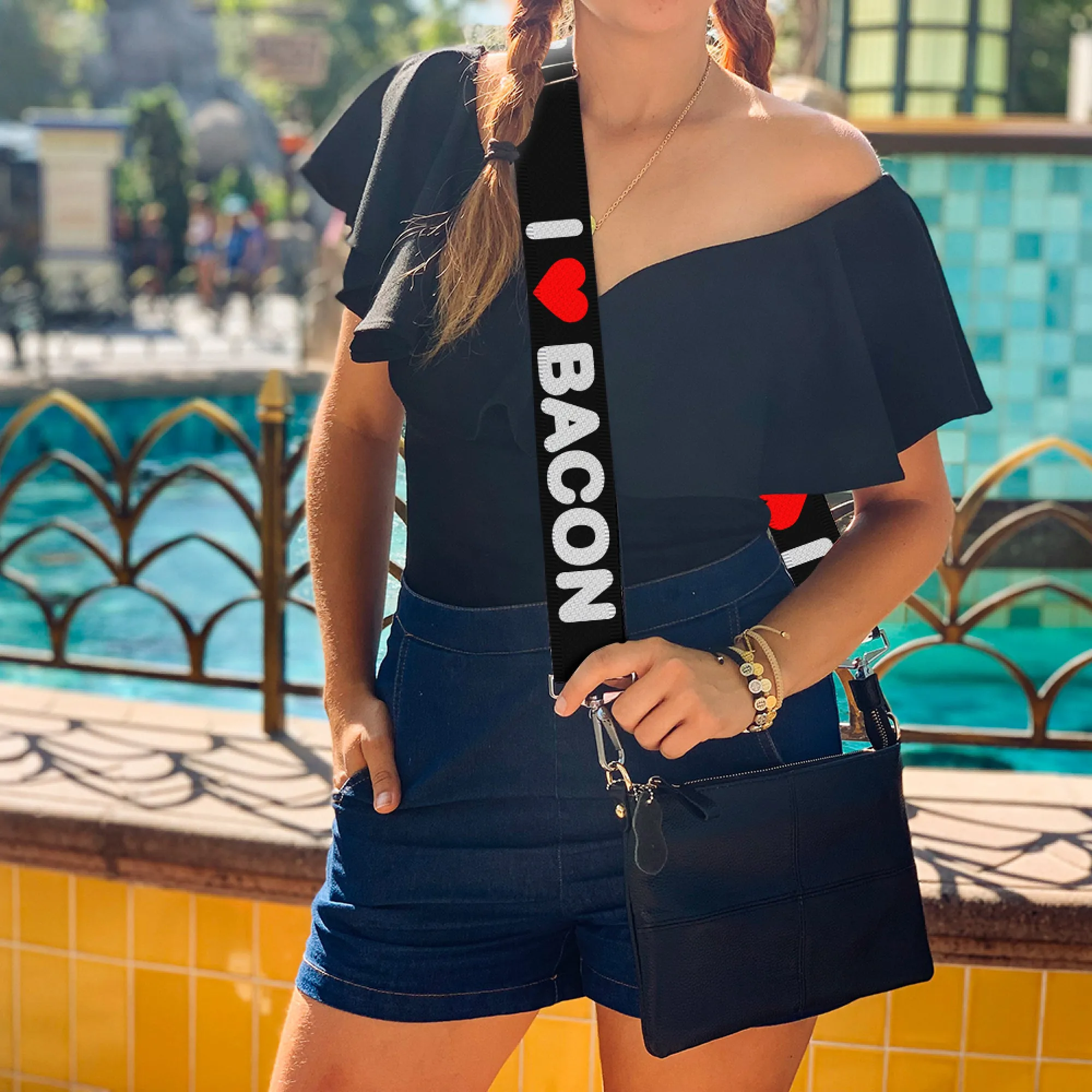 Purse Strap - I HEART BACON Text