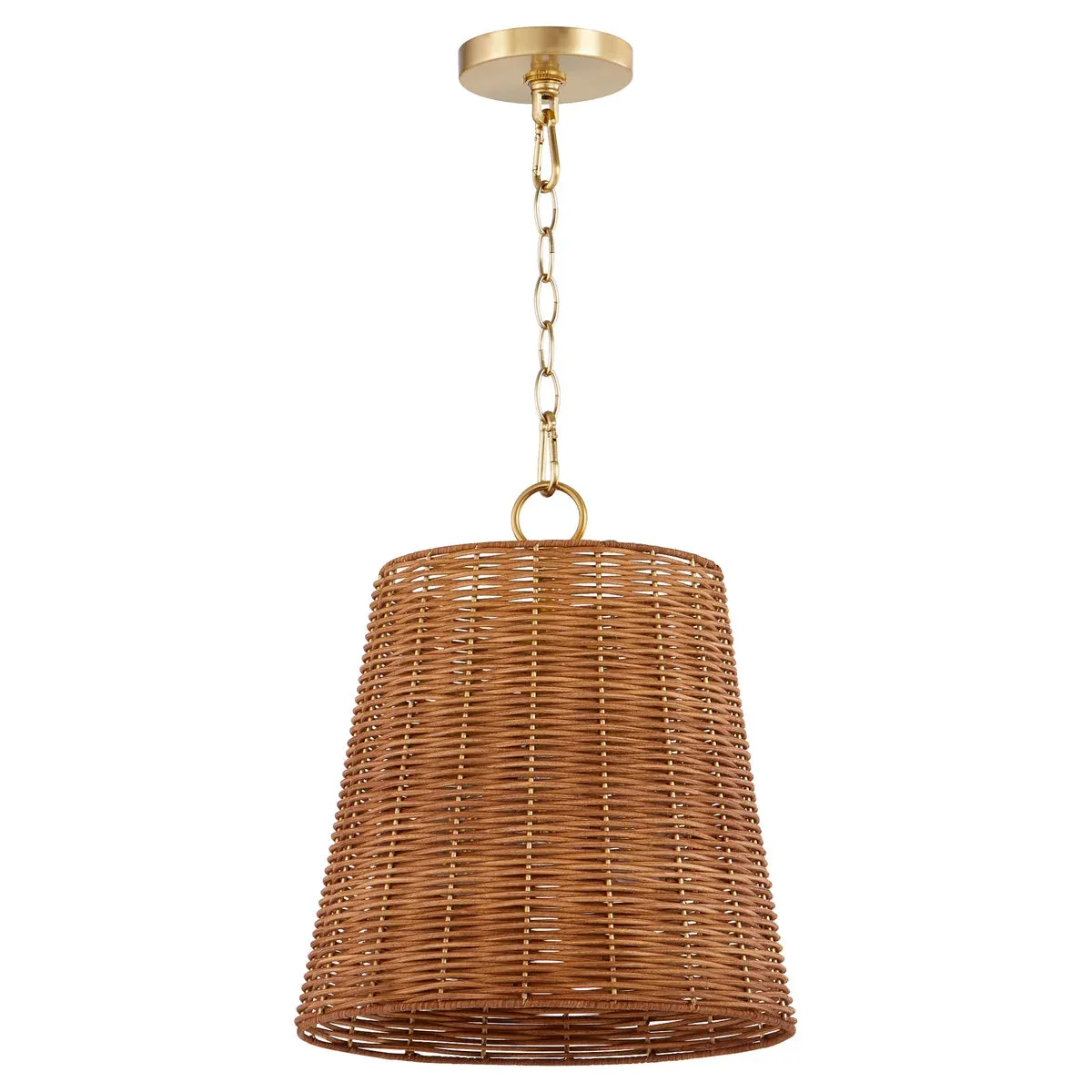 Quorum 8893-13-80 Pendant - Aged Brass / Natural Wicker Shade Modern Farmhouse