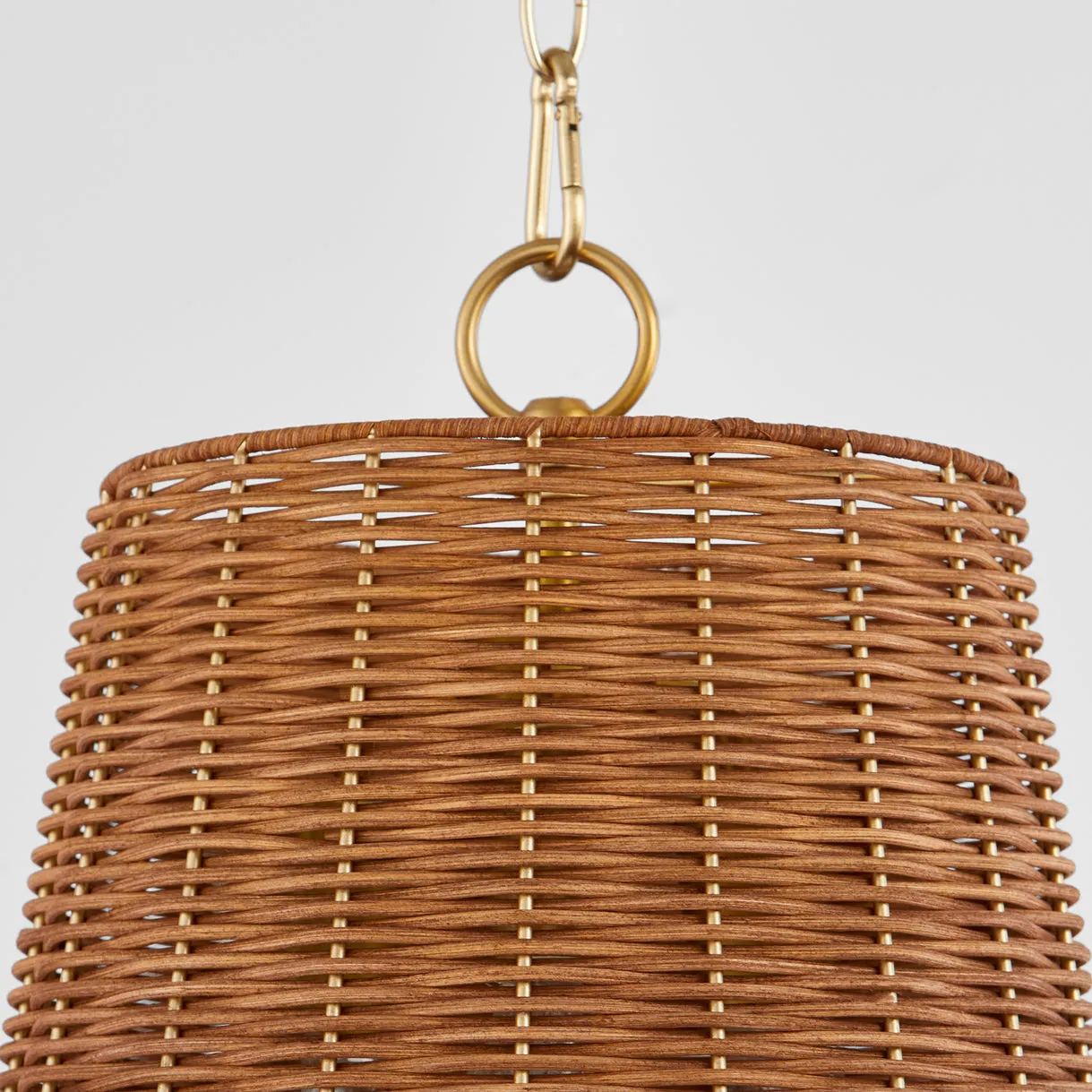 Quorum 8893-13-80 Pendant - Aged Brass / Natural Wicker Shade Modern Farmhouse