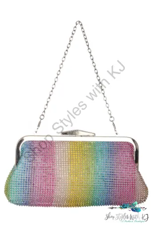 Rainbow Bright Rhinestone Clutch