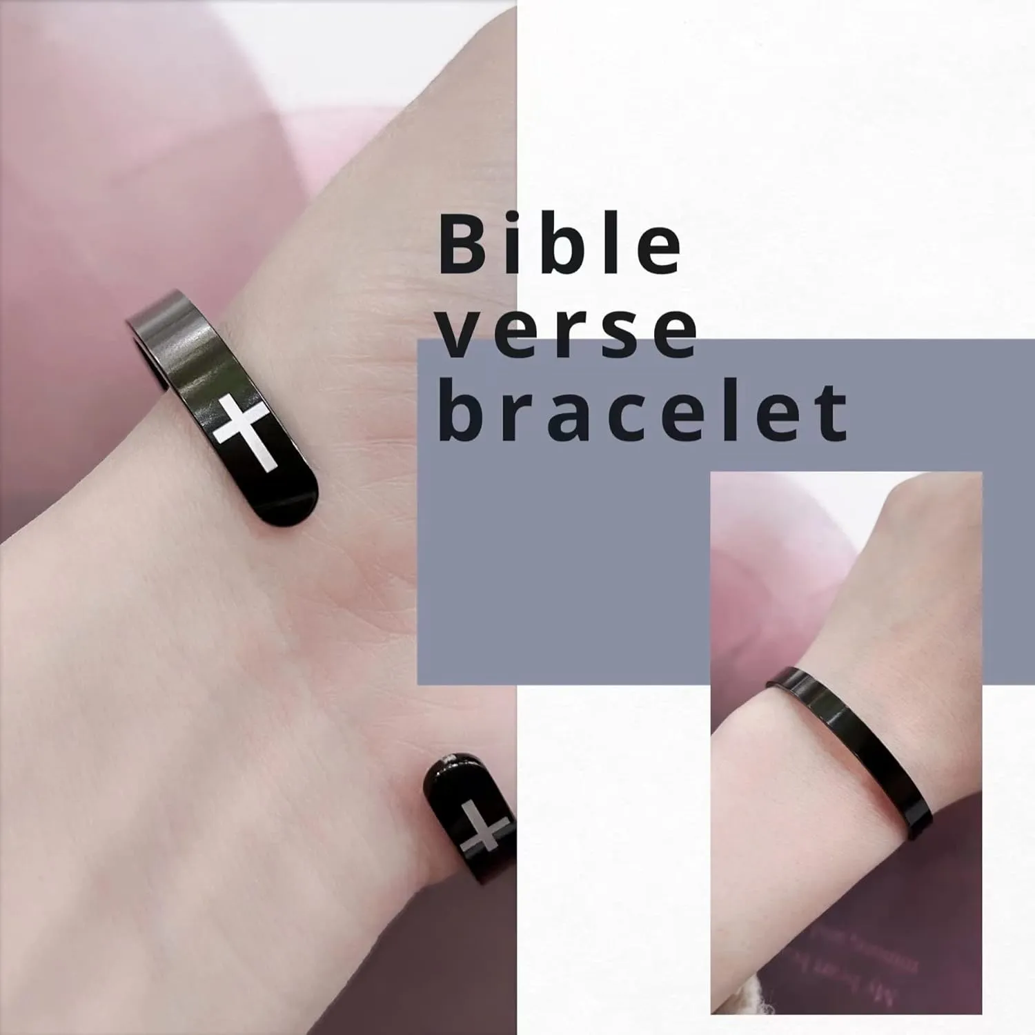 RENYILIN Religious prayer bracelet Christian cross cuff Baptism faith Biblical scripture inspired cuff jewelry