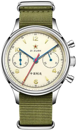 Retro-Chronograph 1963 Original ST1901 Movement Men Mechanical Watch Hand Winding Sapphire & Acrylic Mirror Pilot Wristwatch
